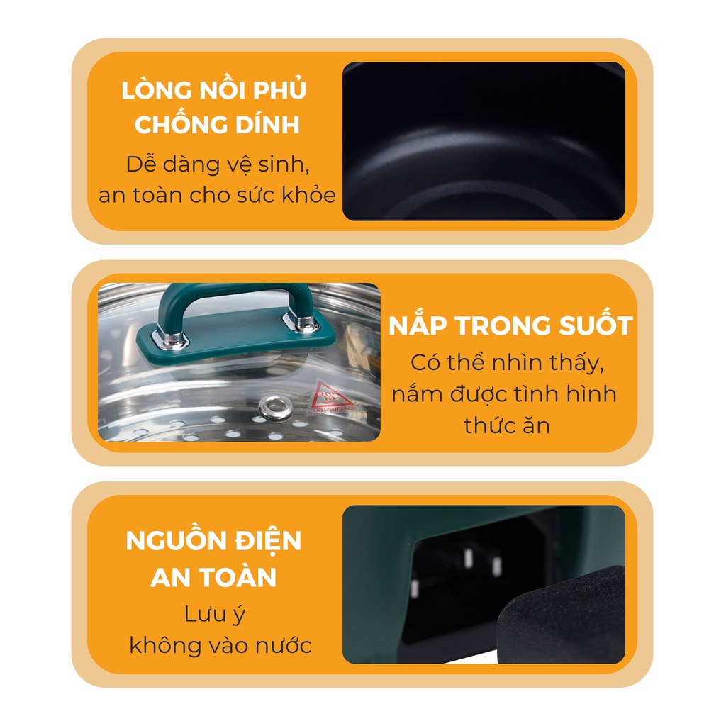 Nồi lẩu điện đa năng mini HR-MF1506 (1.5L) -hàng chính hãng thương hiệu Hare - bảo hành 12 tháng