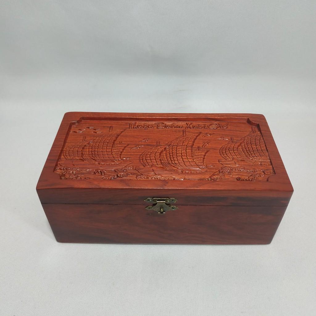 Hộp đựng CON DẤU CÔNG TY, đựng trang sức GỖ HƯƠNG chạm THUẬN BUỒM XUÔI GIÓ CỰC ĐẸP