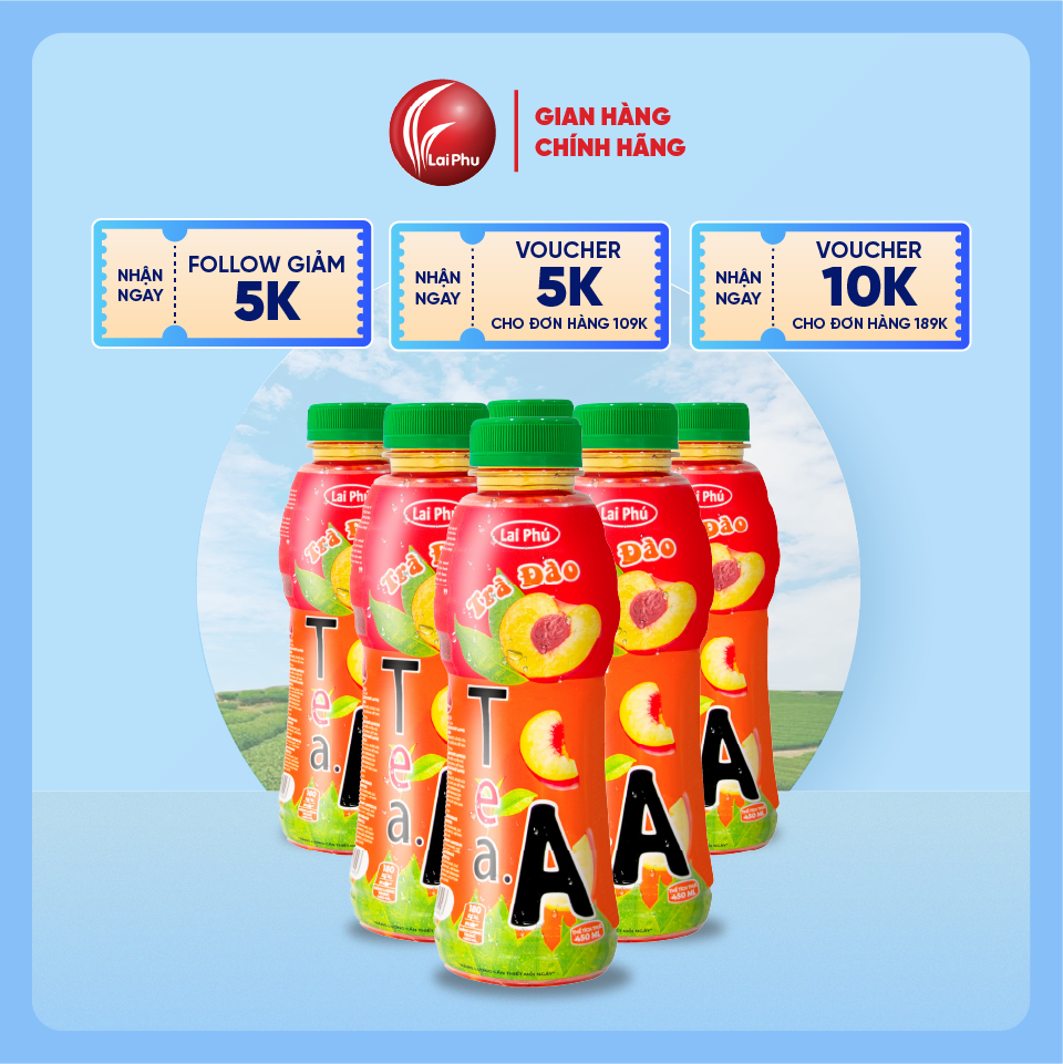 Trà Đào Tea A Chai 450ml - Lốc 6 Chai
