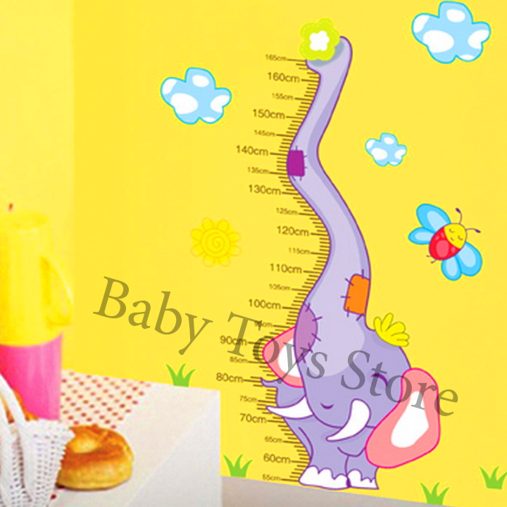 Decal dán tường thước đo chiều cao cho bé hình chú voi dễ thương - Trang trí decor phòng cho bé - Quà Tặng sinh nhật cho trẻ