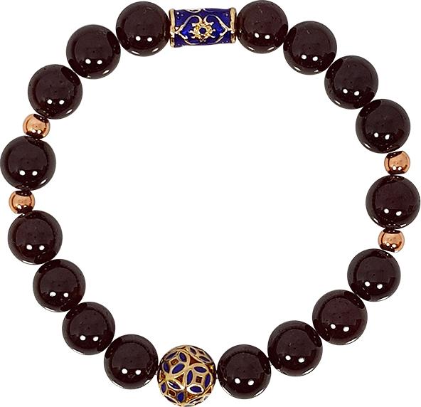 Vòng Tay Đá Garnet 8 Ly Mệnh Hỏa, Thổ Charm Quả Cầu Xanh Laliz RG.02