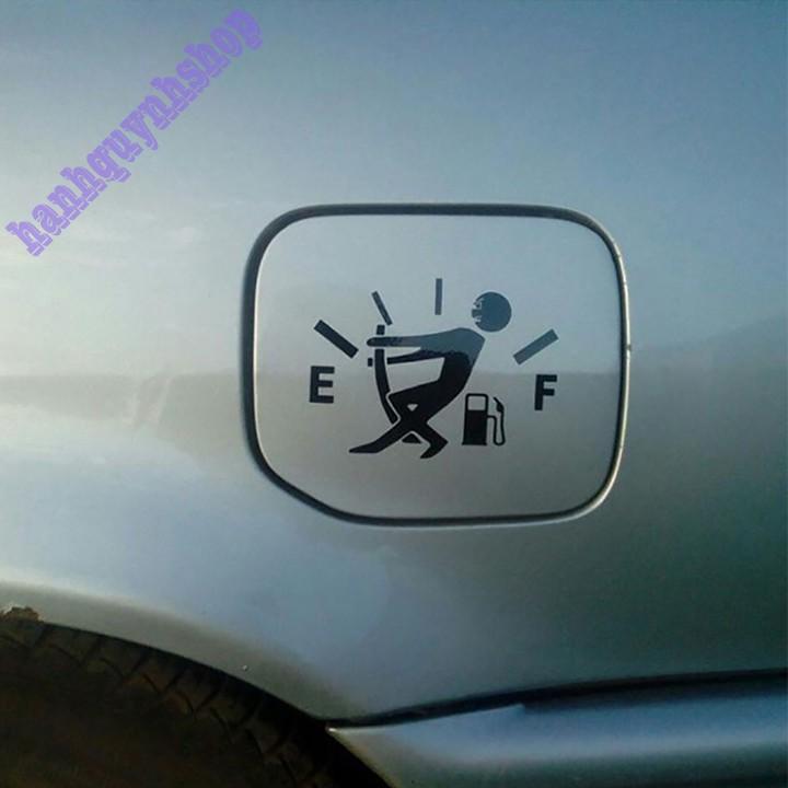 Tem Decal Dán Trang Trí Nắp Bình Xăng Ô Tô Xe Hơi Màu Đen Và Trắng