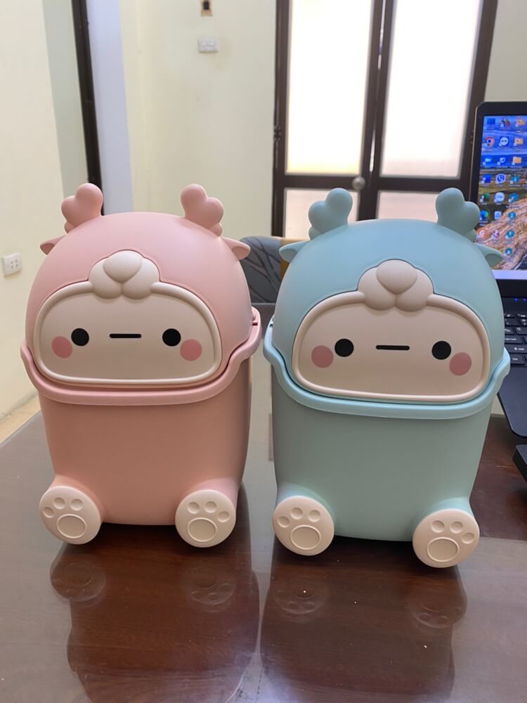 Thùng Rác Mini Để Bàn Học Văn Phòng Ngủ Hamart Sọt Rác Có Nắp Dễ Thương Cao Cấp 4 Màu