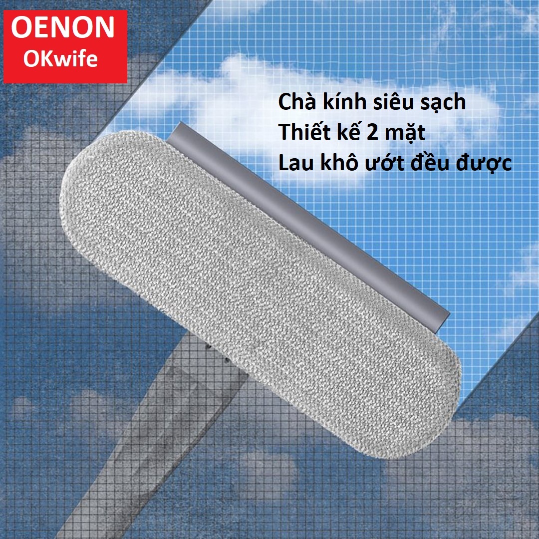 Cây Lau Kính / Lau Sàn 2 Trong 1 Chất Liệu INOX Sợi Bông Microfiber - OK02