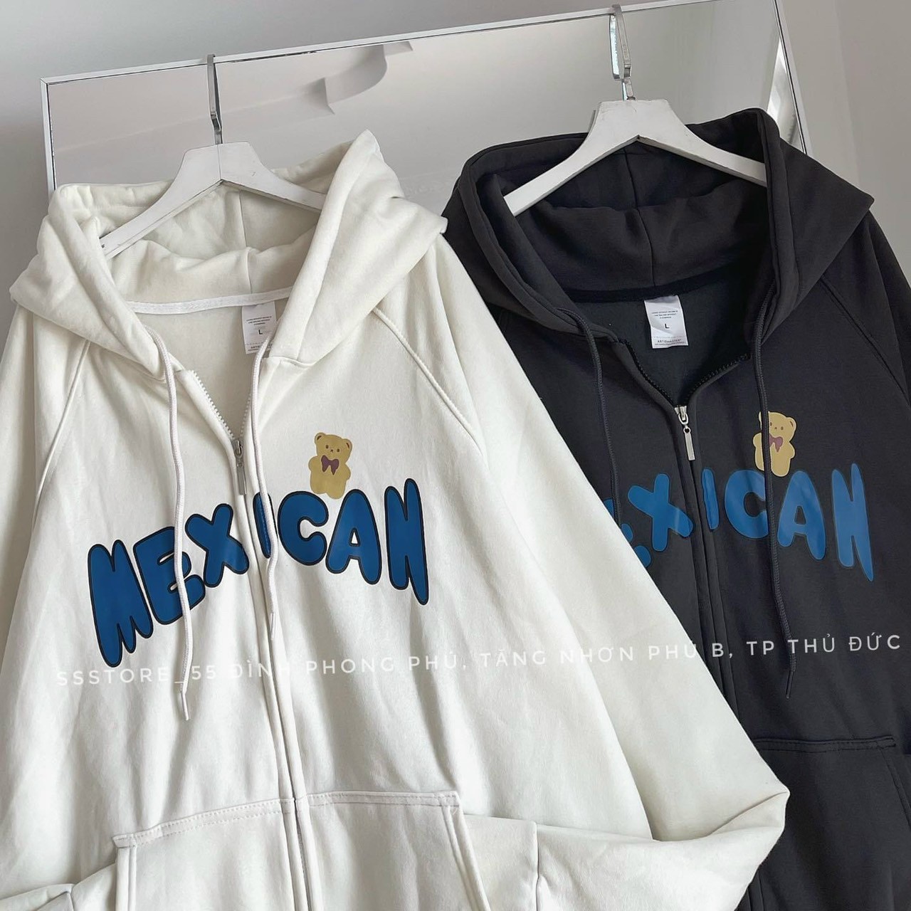 Áo Khoác Hoodie Zip Nam Nữ Unisex MEXICAN Oversize Form Rộng Phong Cách Ulzzang, Áo khoác nỉ gấu - mexican, Áo khoác gấu nâu nhỏ in, Áo Khoác nỉ dày dặn MEXICAN 2 màu Form rộng unisex nam nữ ( Ảnh thật/sẵn)