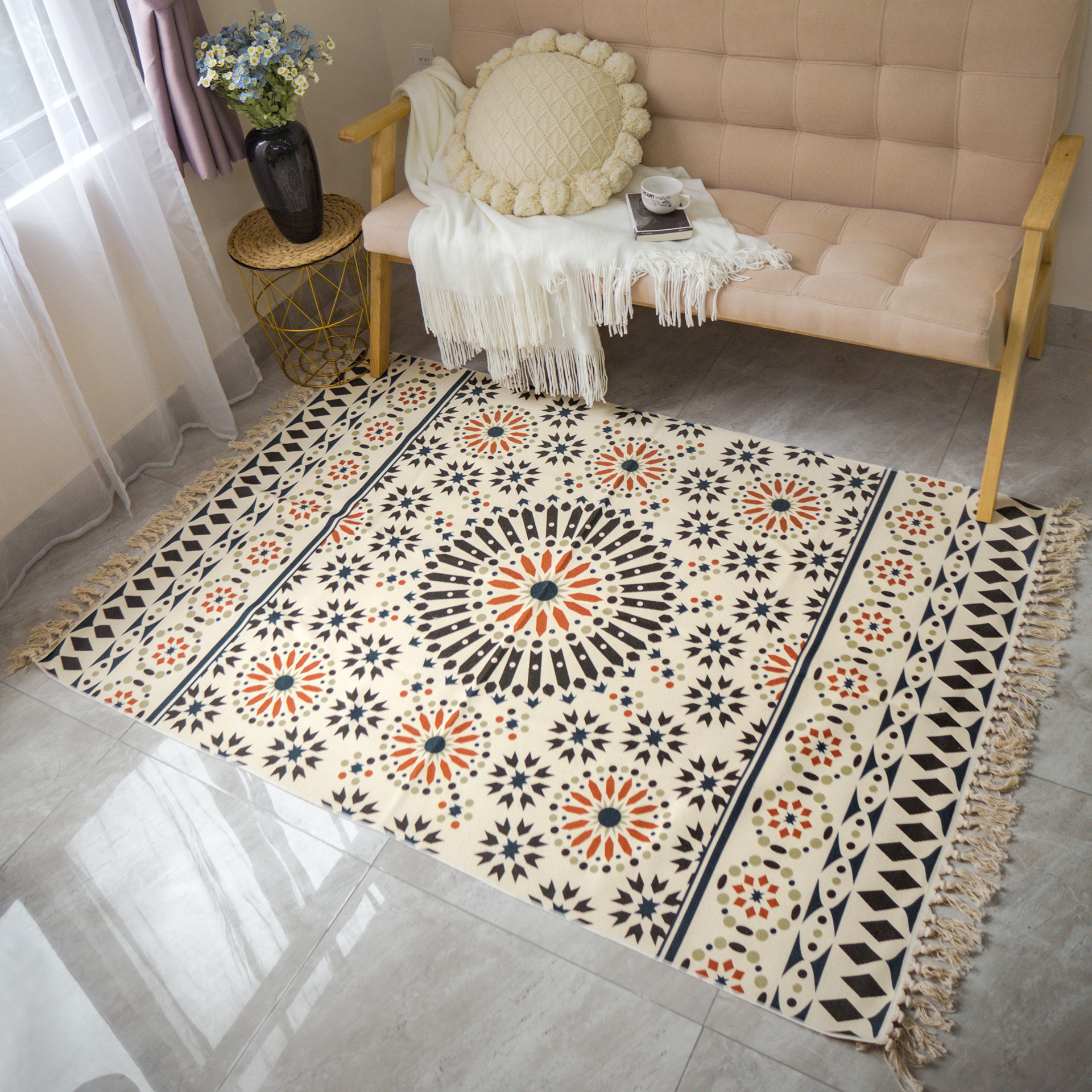Thảm Trải Sàn Canvas Trang Trí Phòng Ngủ Chân Ghế Phòng Khách Họa Tiết Hiện Đại