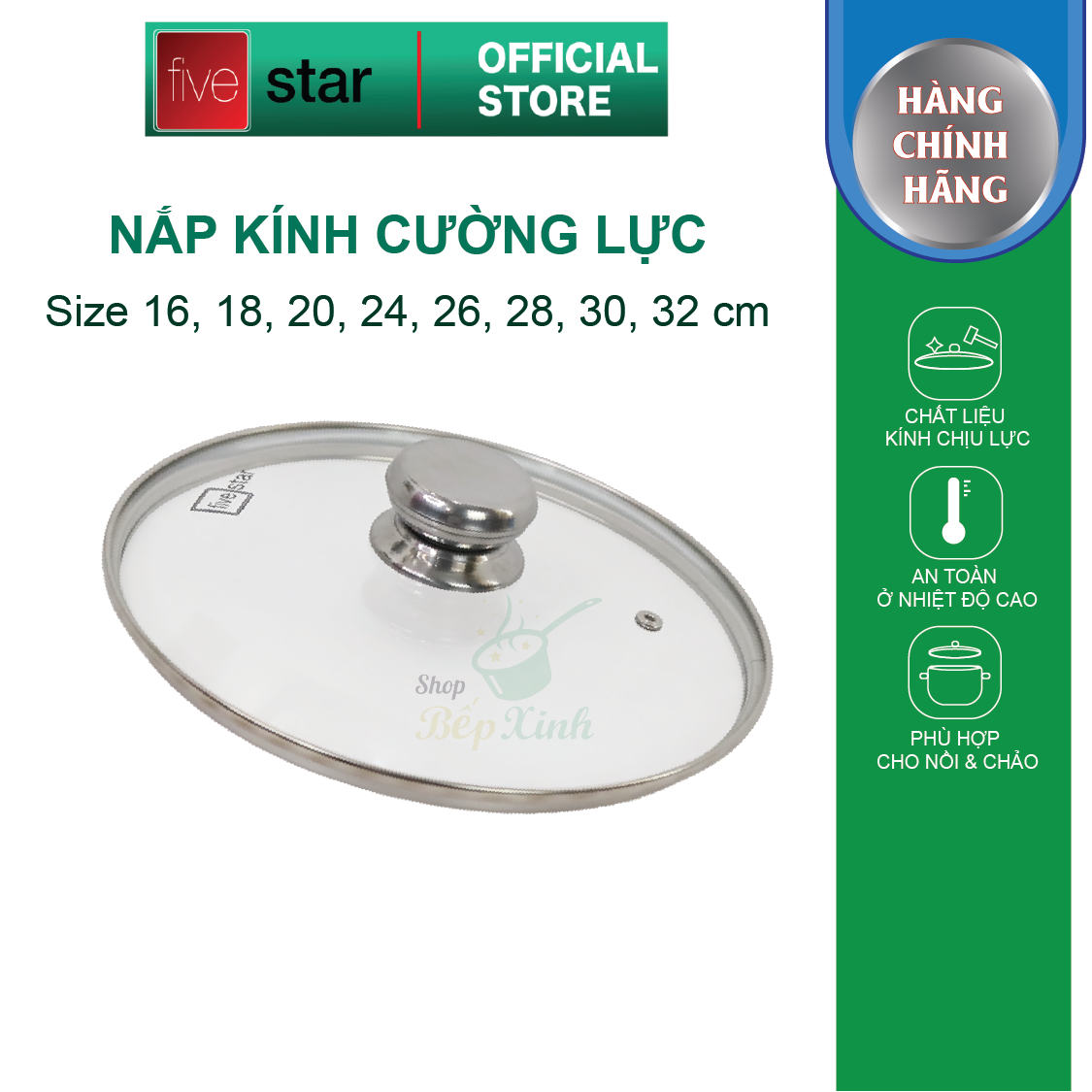 Nắp Kính Cường Lực Fivestar Nồi Và Chảo 30Cm