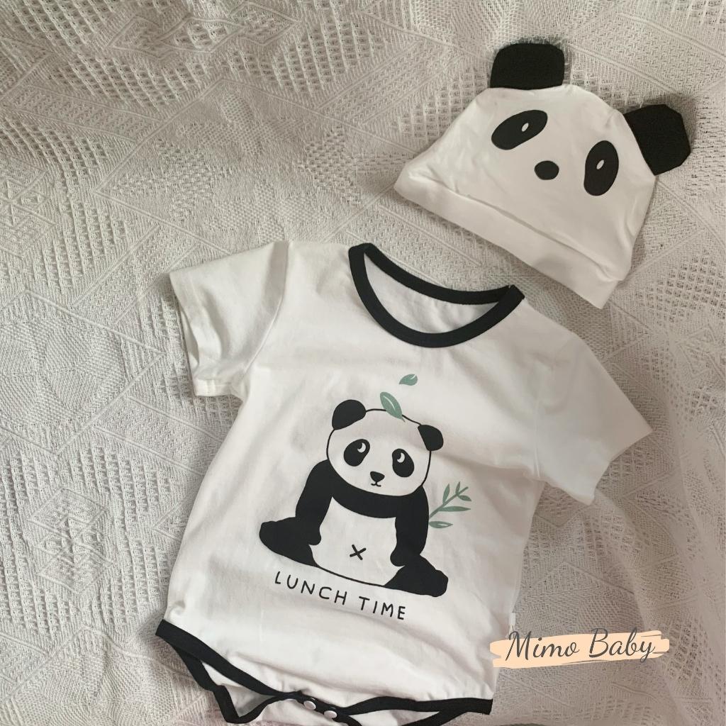 Set body chip cộc tay kèm mũ hình gấu panda đáng yêu cho bé QA22 Mimo Baby