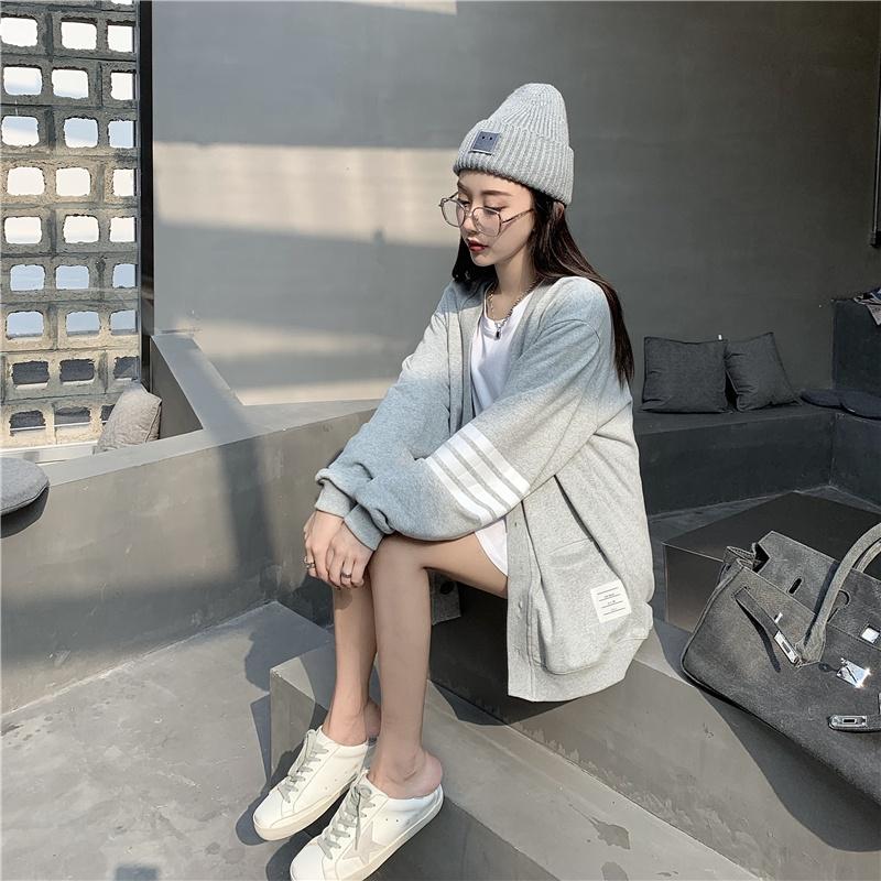 Áo Cardigan Kẻ vạch tay phong cách Ulzzang Hàn Quốc tay dài chất nỉ cotton mềm mịn cá tính CoolZ C020