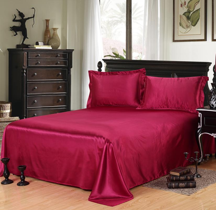 20 Màu Bộ Chăn Ga Gối Gấm Lụa Satin Cao Cấp Bọc Nệm King Size Satin Bedsheet Mềm Trang Bị Giường Dệt Cho Gia Đình