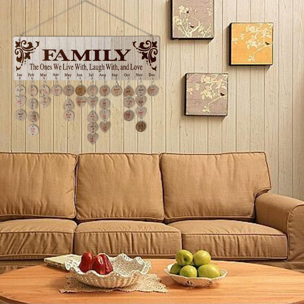 Family & Friends Wooden Calendar Board Birthday Reminder Hanging Sign