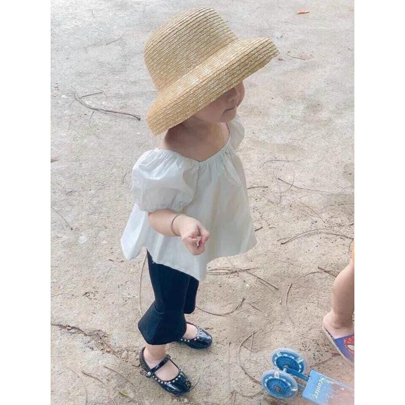 Sét áo trễ vai quần ống loe cho bé gái