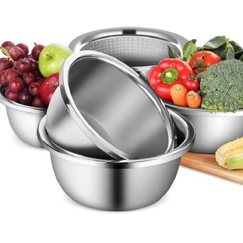 Thau Inox Nhiều Size Làm bằng loại Inox Cao Cấp - Thành Dày - Tiện lợi