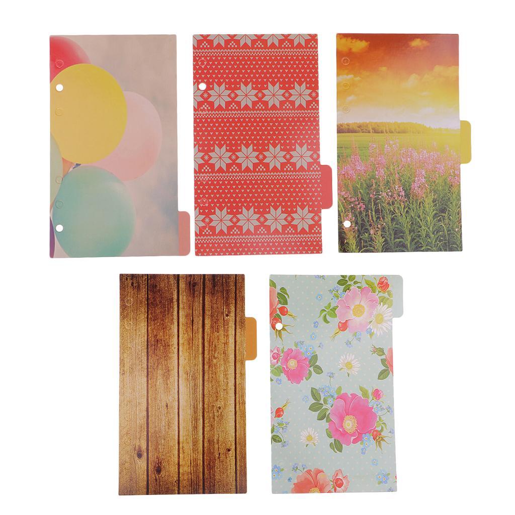 5 Pieces Colorful 6 Holes Memo Paper Indexing Dividers Sheets For Journal Note Book Diary Cardstock