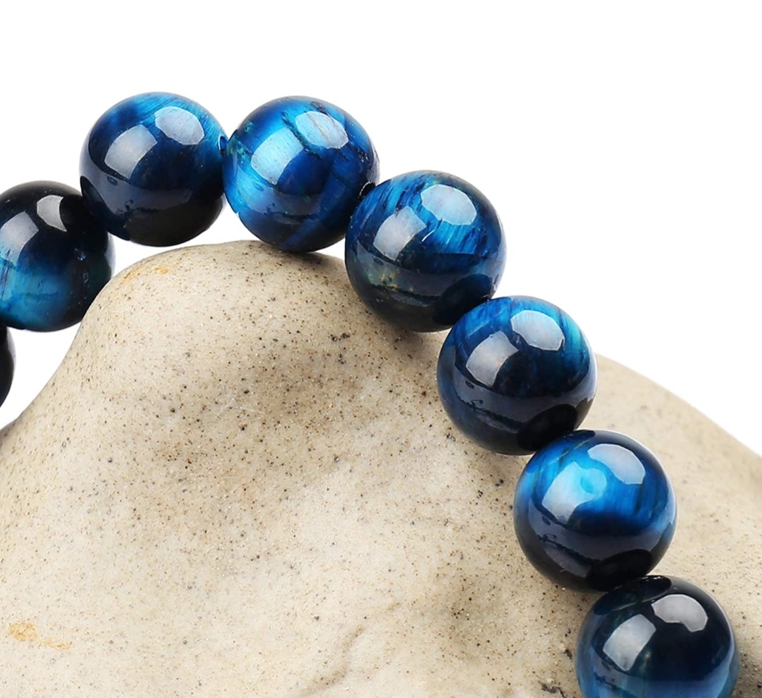 Vòng Tay Phong Thủy Đá Mắt Hổ Xanh Dương Thiên Nhiên Cho Nam Nữ Làm Trang Sức Hút Tài Lộc May Mắn - 14Mm