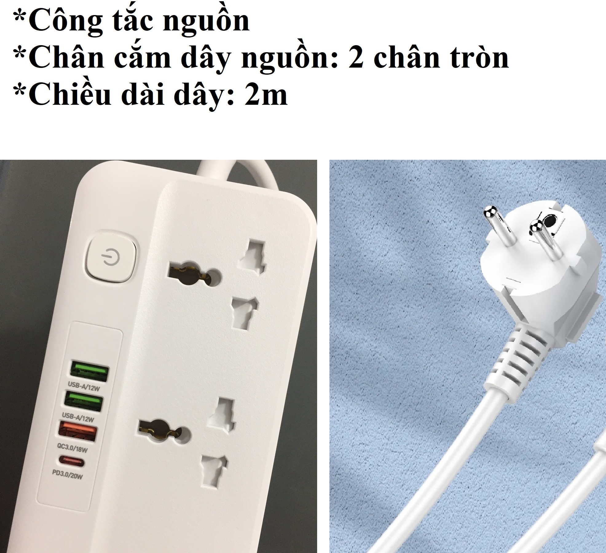 Ổ cắm đa năng 2500W tích hợp sạc nhanh PD20W QC18W LDNIO SC5415 _ hàng chính hãng