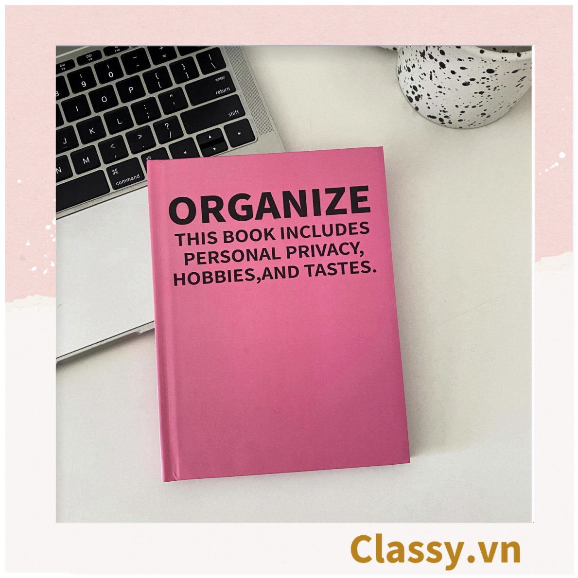 Sổ dán gáy bìa cứng - Classy Notebook ghi chép A5 100 trang bìa tối giản- Giấy kẻ ngang chống lóa mắt in chữ PK1747