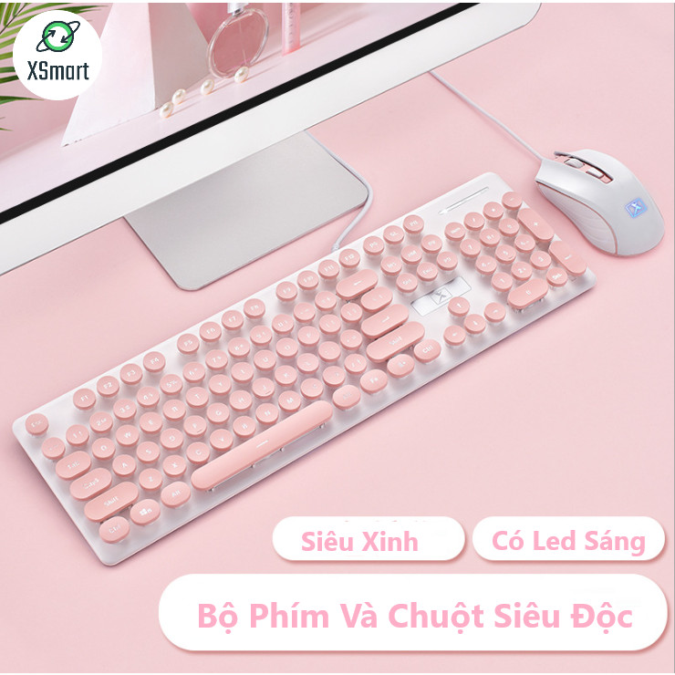 Bộ Bàn Phím Và Chuột Siêu Xinh N518 Cao Cấp Có Đèn Led Sáng Chữ, Bấm Siêu Chuẩn - Hàng Chính Hãng