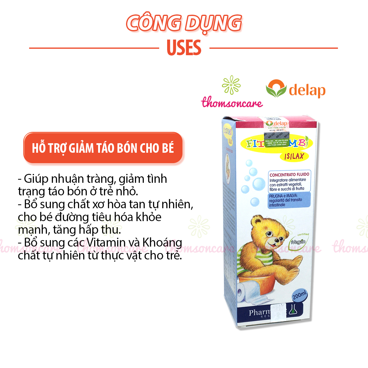 Isilax Bimbi - Hỗ trợ giảm táo bón cho bé, giúp nhuận tràng, tiêu hóa tốt - Của Fitobimbi - Nhập khẩu chính hãng từ Ý
