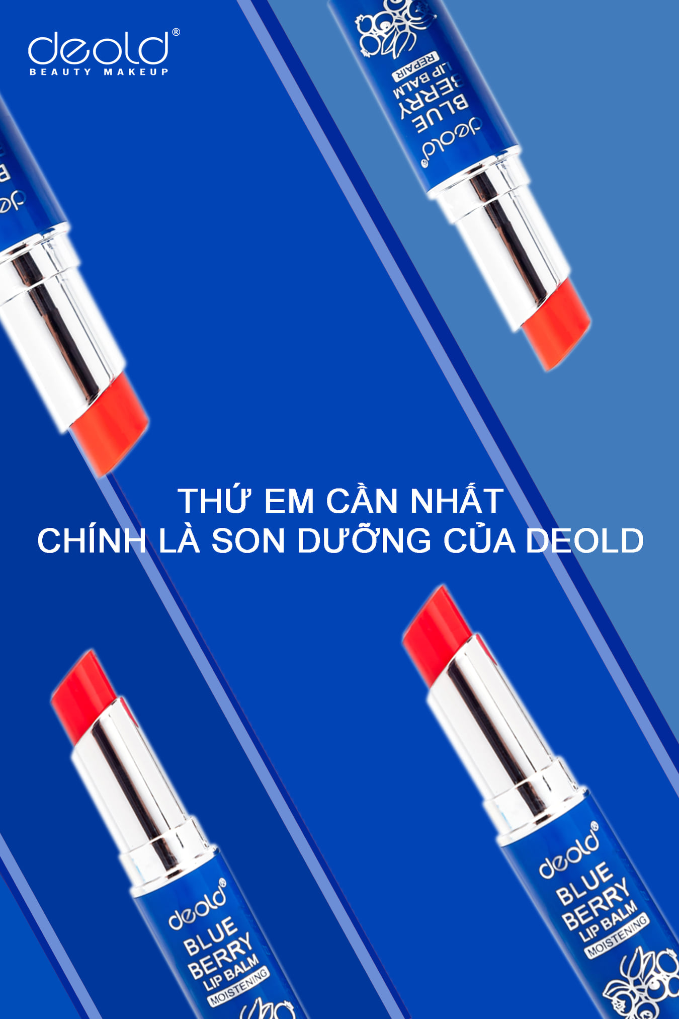 Son Dưỡng Ngừa Thâm Môi Deold Blueberry Lip Balm màu Đỏ Tươi 3.3g