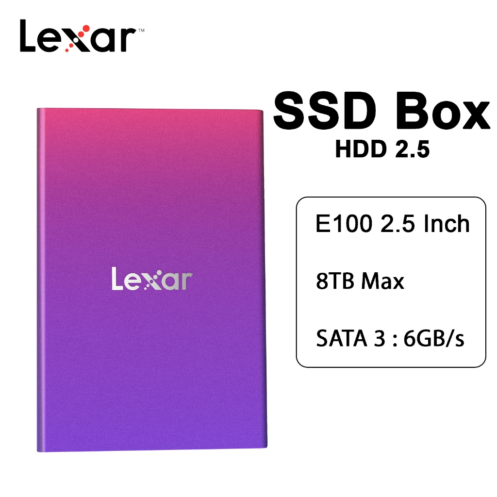 Hộp box SSD Lexar E100 | gắn SSD 2.5 inch dung lượng 128G - 8TB | Giao tiếp USB 3.2 Gen 1 - Bảo hành 1 năm - Hàng Chính Hãng