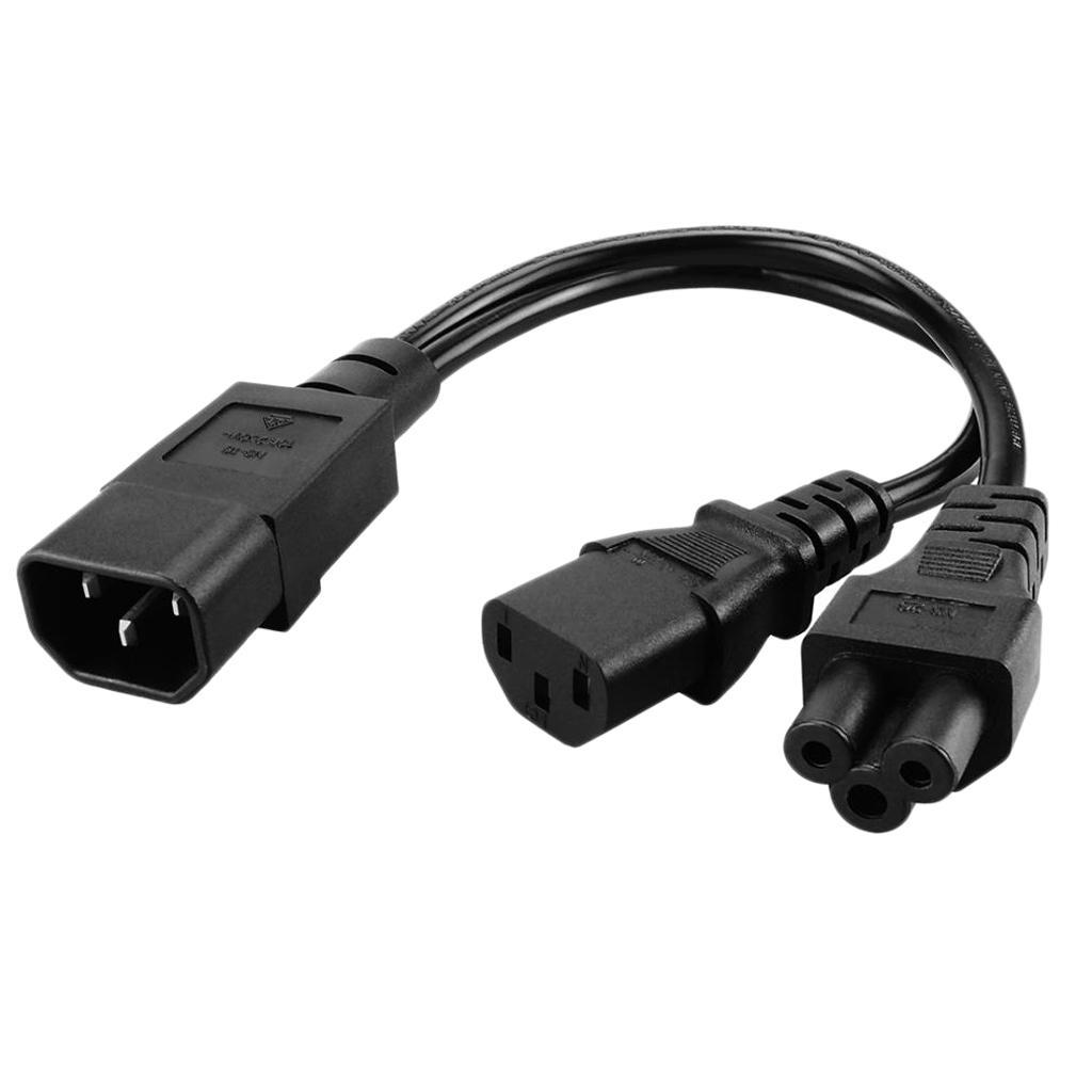 2x IEC C14 to C13+C5 Male to Female Y Splitter Power Cable Adapter