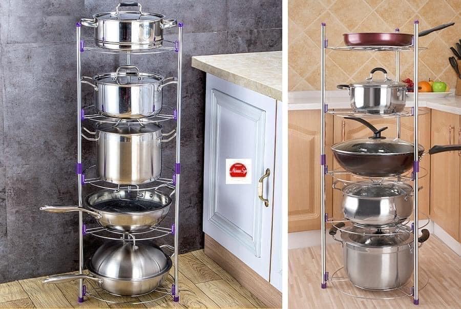 KỆ ĐỂ XOONG NỒI BẰNG INOX 5 TẦNG THÔNG MINH