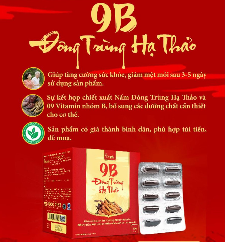 9B Đông Trùng Hạ Thảo - Giúp tăng cường sức khỏe, giảm mệt mỏi