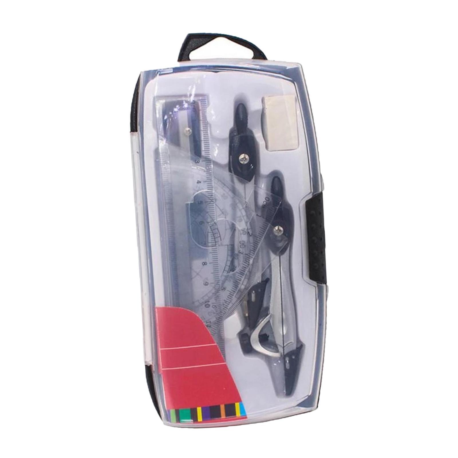Math Geometry Kit Protractor Compass with Storage Case for School Teachers