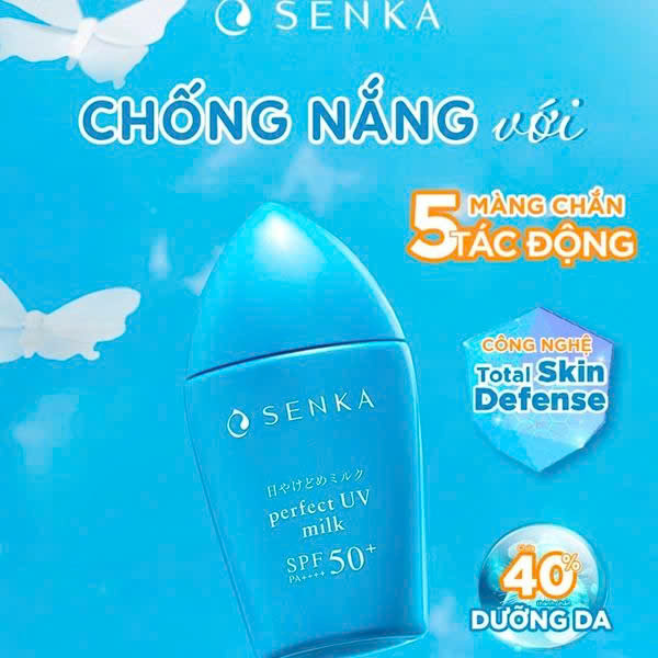 Sữa Chống Nắng Senka Kiềm Dầu, Mịn Lì Cho Da Dầu Perfect UV Milk SPF50+ PA++++ 40ml