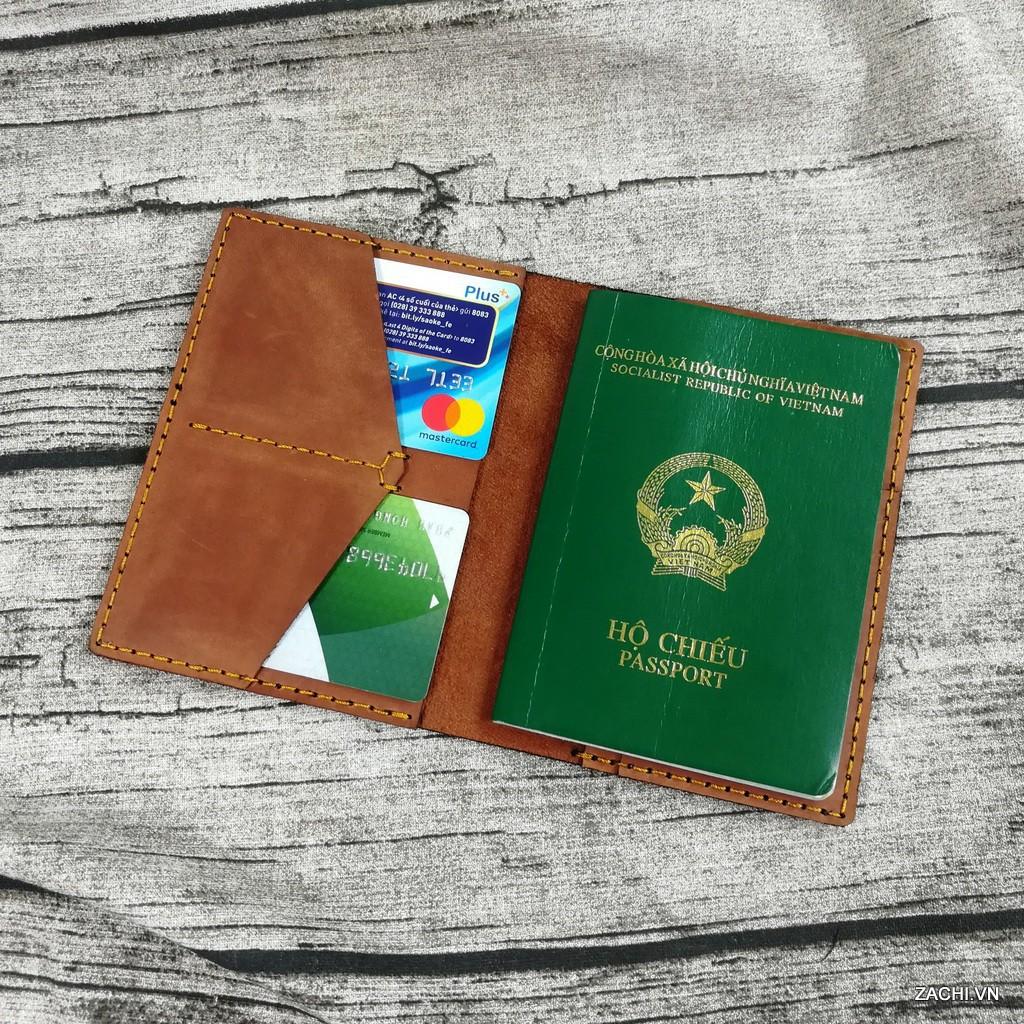 Bóp ví đựng passport, hộ chiếu da bò thật 100% handmade Dyshop PP1123