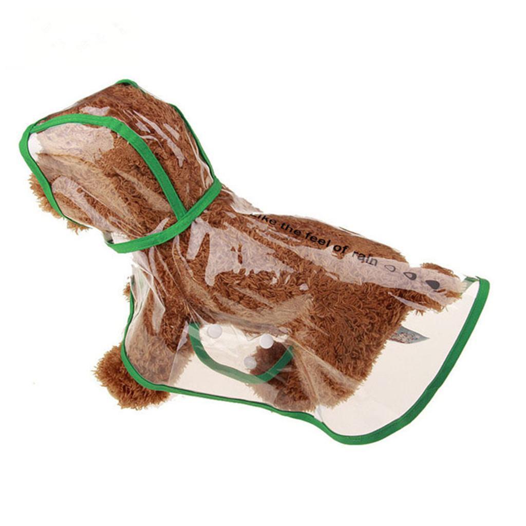 Transparent Dog Rain Coat Poncho Hooded Rain Jacket Hoodie Snowproof White L