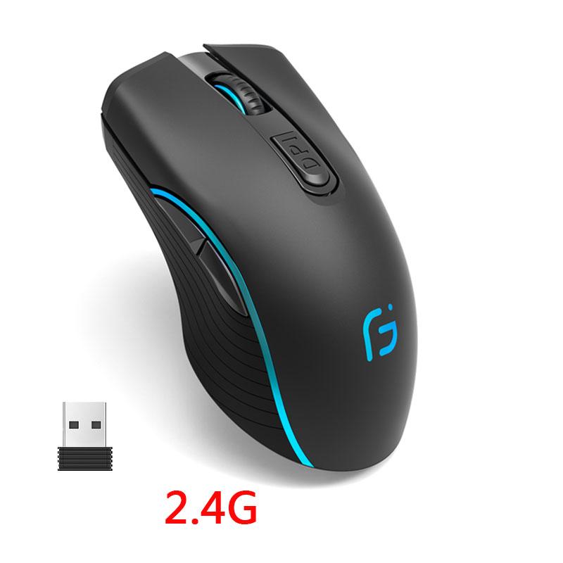 Sạc Máy Tính Hai Chế Độ Bluetooth + 2.4Ghz Không Dây USB Chuột Quang Học 2400DPI Chuột Chơi Game Game Thủ Chuột Cho máy Tính Laptop