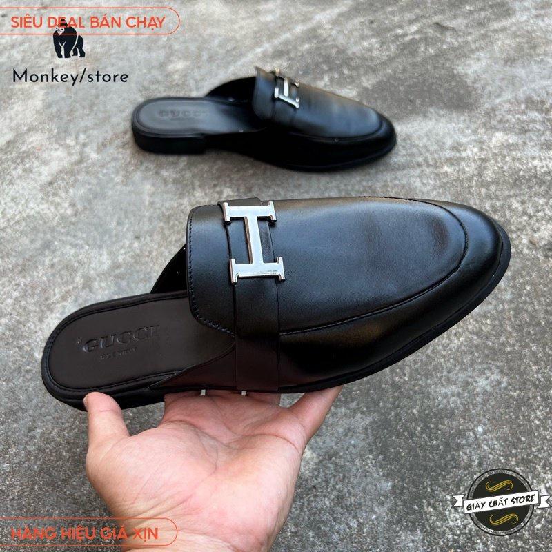 Giày sục nam, sục nam chữ H - Da Pu 100%, fulbox B2