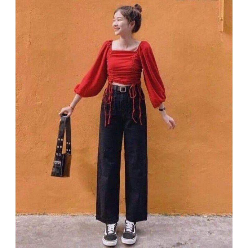 Áo kiểu dây rút tay bồng