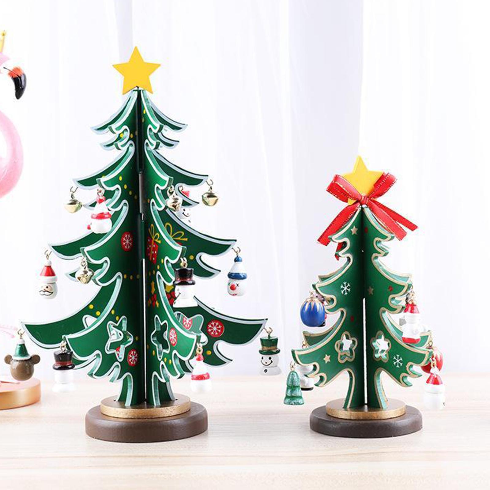 Trang trí cây thông Noel bằng gỗ để bàn Tượng trang trí cây thông Noel tự làm
