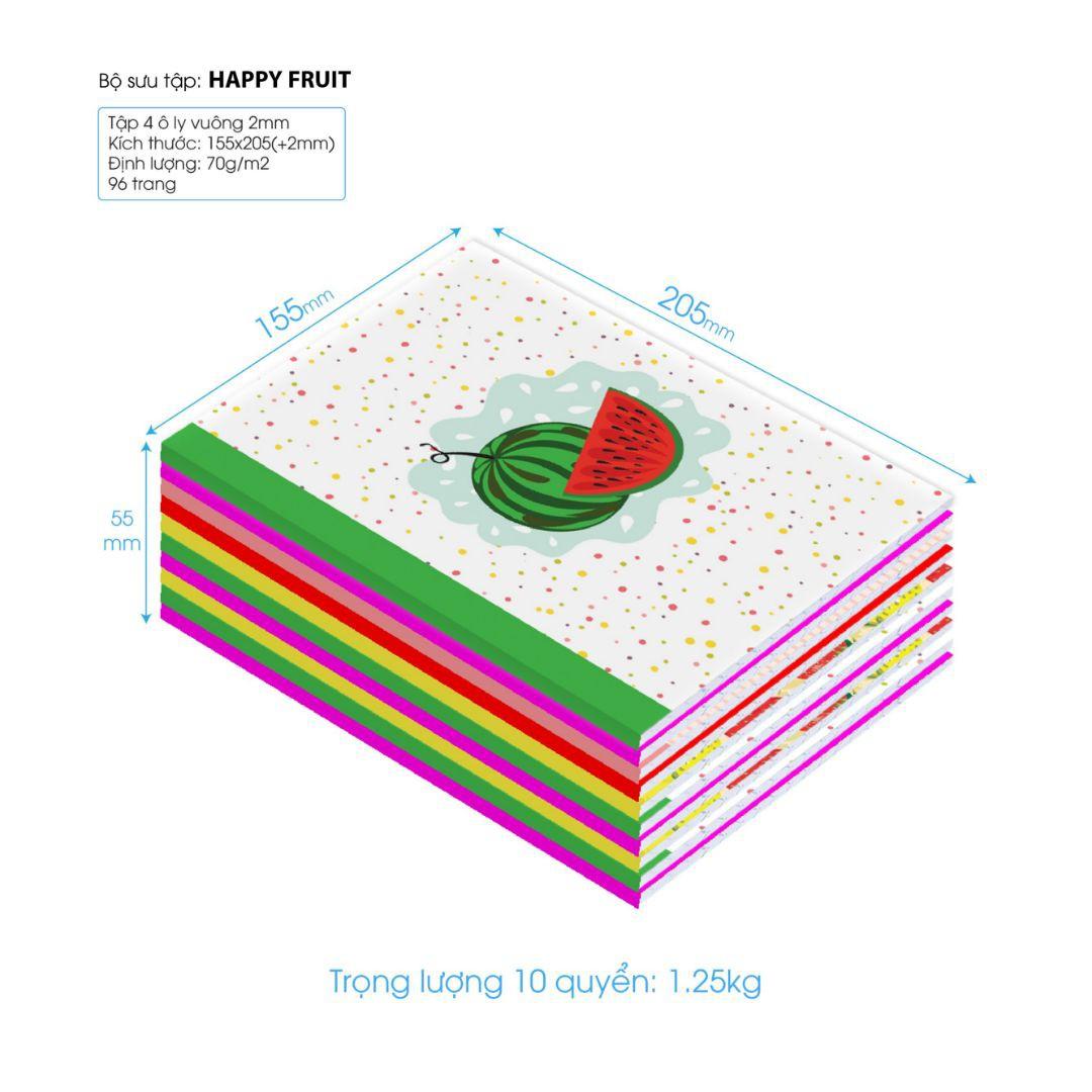 [HCM]10 cuốn Tập học sinh Happy Fruit Tabook, 96 trang ruột 70 (TAB007b)