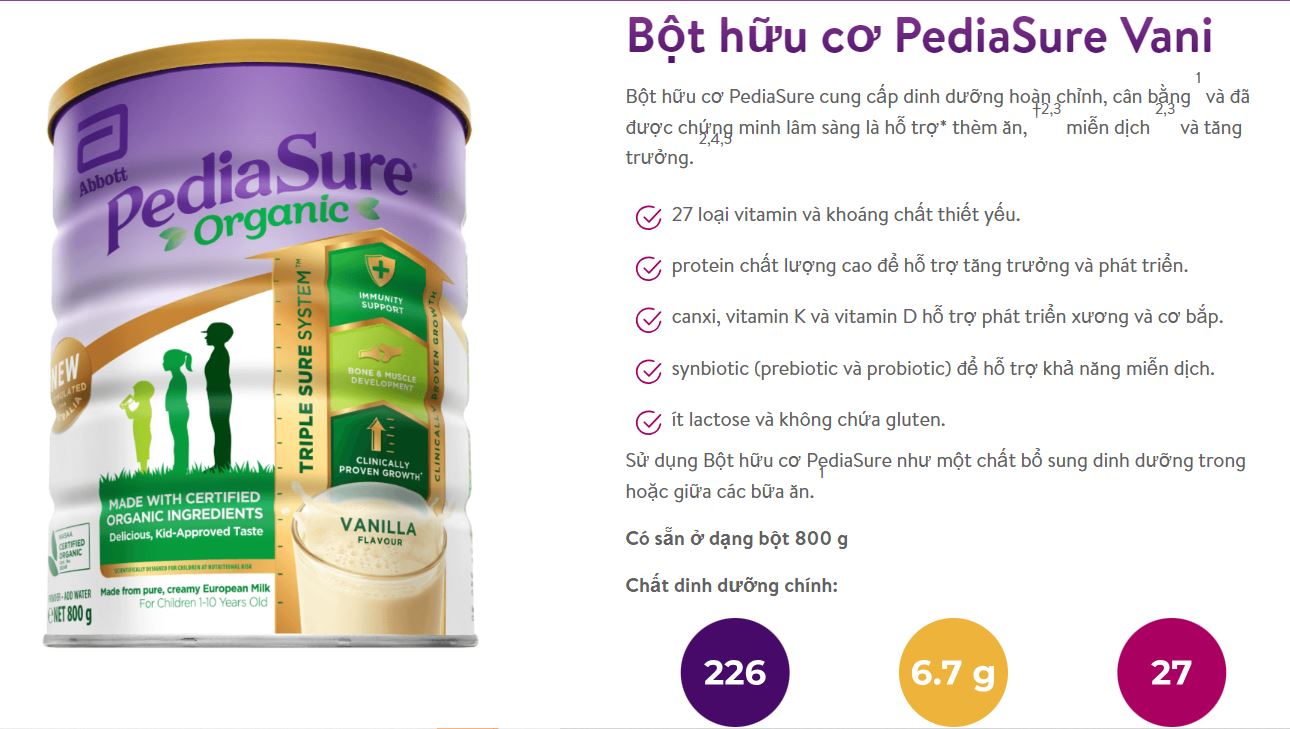 Sữa tăng chiều cao cho trẻ biếng ăn từ 1-10 tuổi Úc Pediasure Vanilla giúp phát triển cân đối chiều cao, cân nặng, trí não - QuaTangMe Extaste