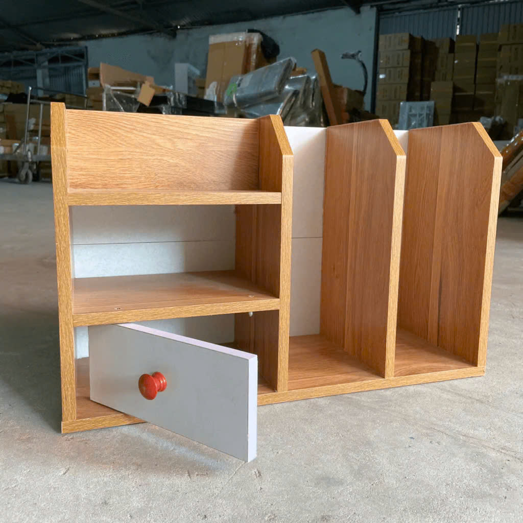 Kệ Sách Gỗ MDF Để Bàn 5 Ngăn 1 Ngăn Kéo, Tủ Hồ Sơ Tài Liệu Để Phòng Làm Việc Cao Cấp