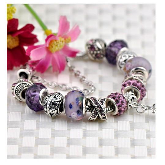 Vòng tay vương miện charm hoa