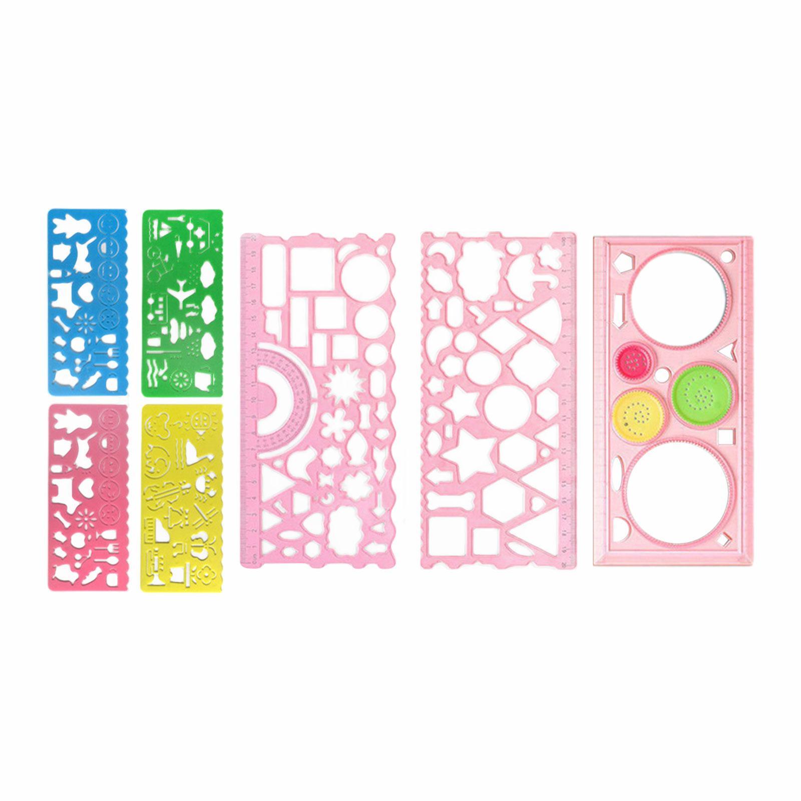 7x Drawing Stencils Set Geometry Rulers for School Office Supplies Designing