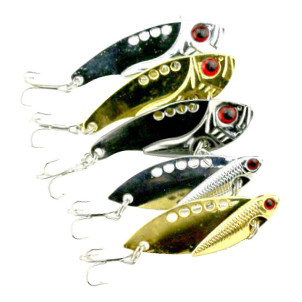 5 Pieces Mixed Colors VIB Spoon Fishing Hard Lure Bass Crank Bait Vibration Fishing Tackle Tools Artificial Bait