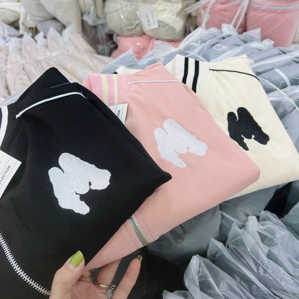Áo khoác da lộn da lộn chữ M 2 lớp crotop cute hàng rất đẹp-A977 - ĐEN