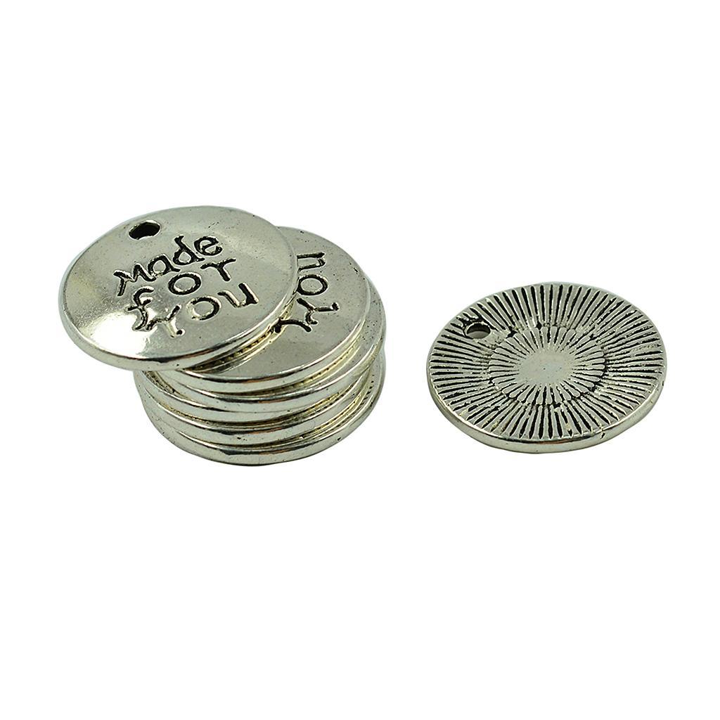 20 Pieces Alloy Round Made for You Pendants Charms Findings for DIY Jewelry Making