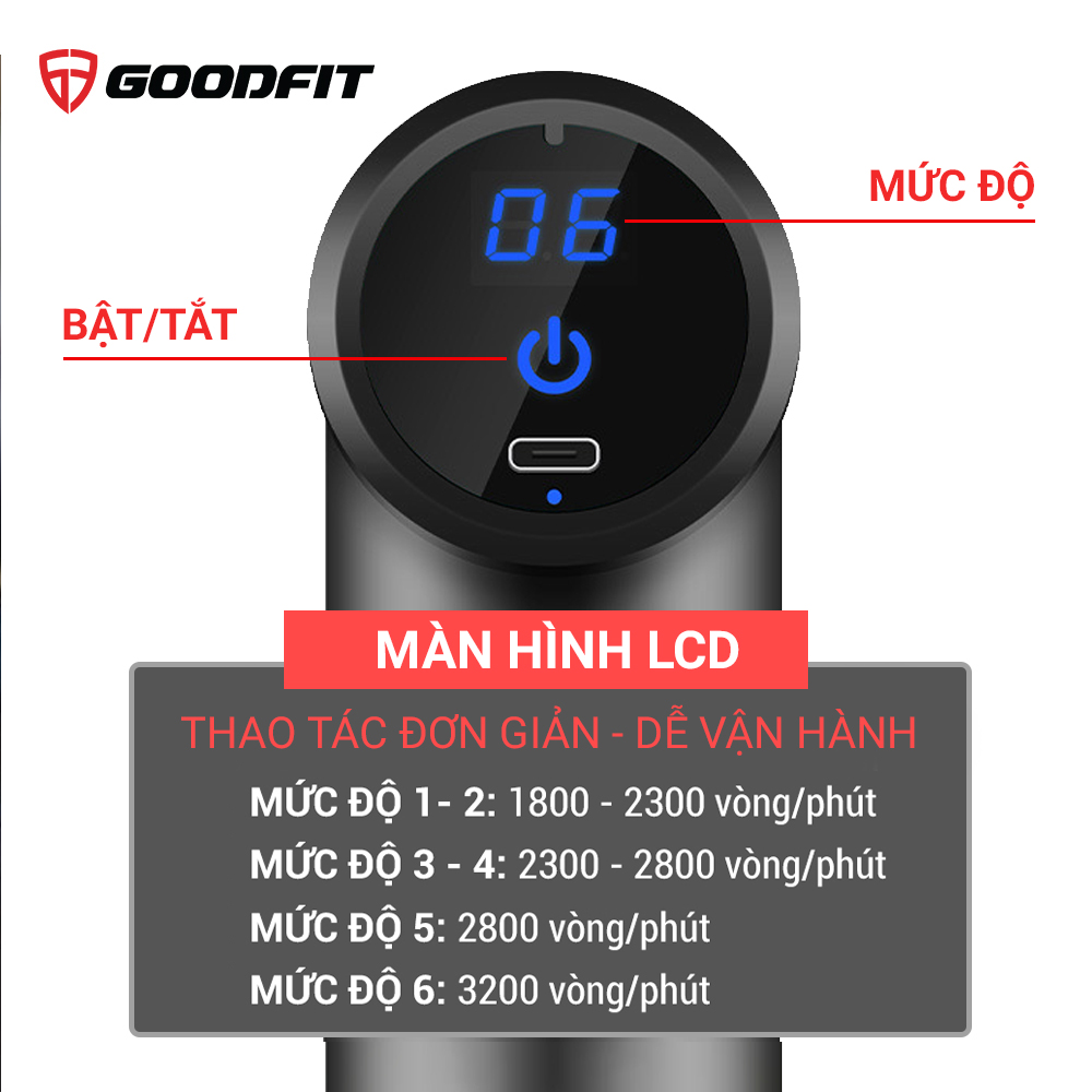 Máy mát xa cầm tay mini Massage Gun GoodFit GF212MG