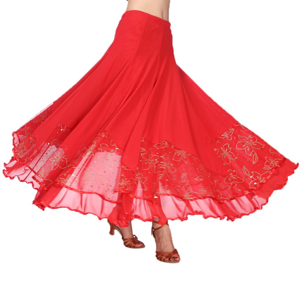 Women’s Flamenco Ballroom Dance Skirt Full Circle Swing Skirt Costume
