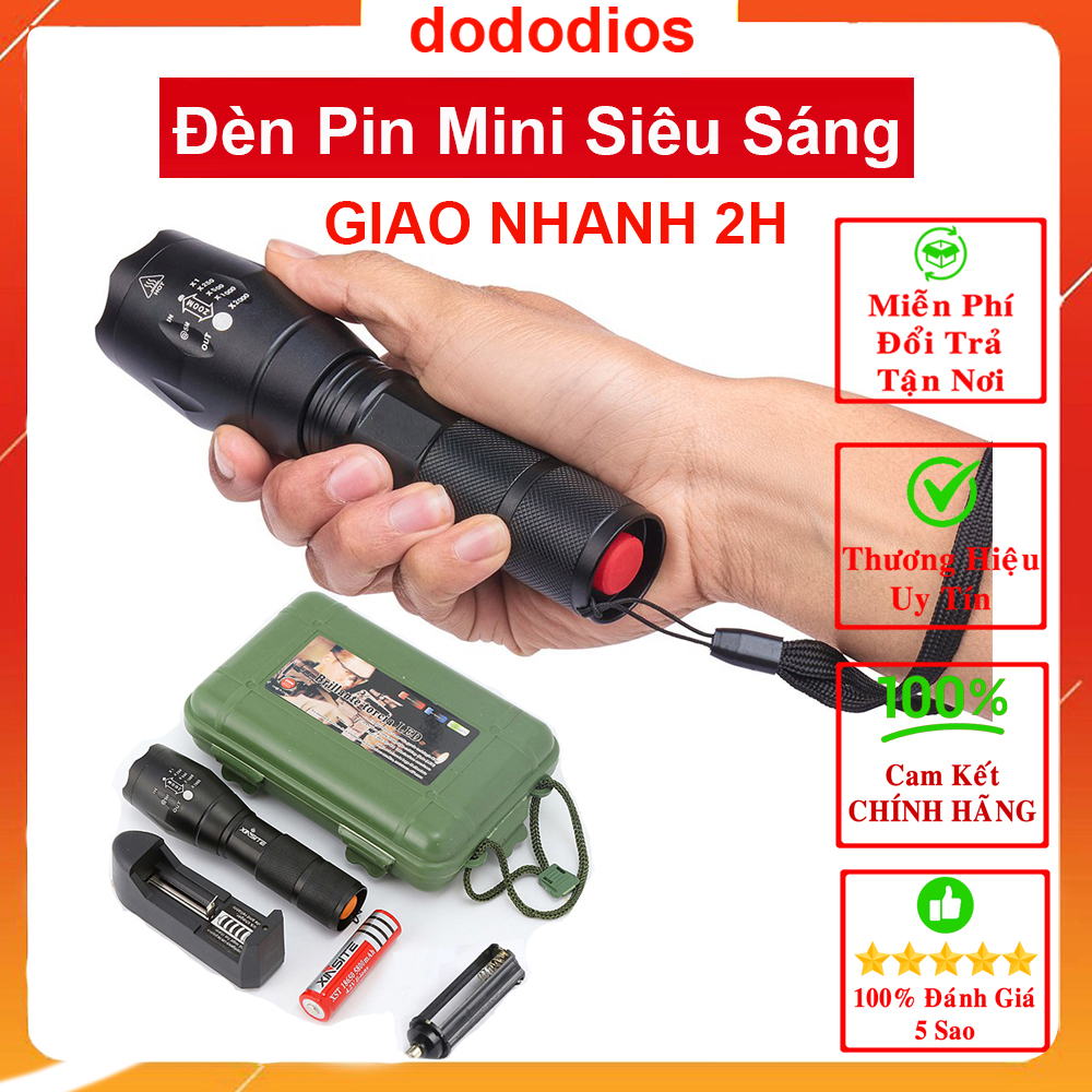 Hình ảnh Đèn Pin Mini Siêu Sáng Chống Nước XML-T6 dododios - Chính Hãng