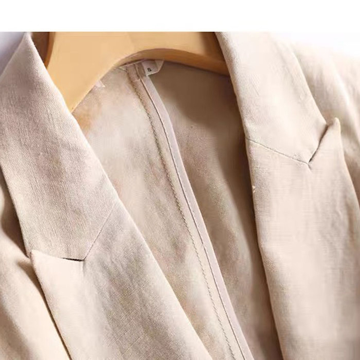 Áo vest blazer Linen nữ, dáng lửng ve ngóc tay lỡ trẻ trung