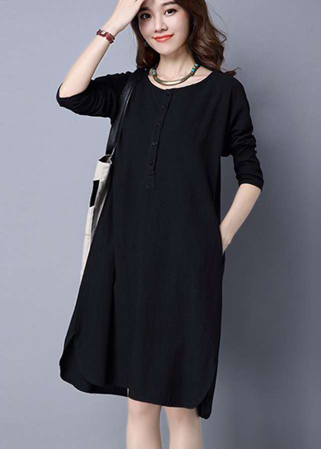 Đầm suông tay nữ tay lỡ đuôi tôm cổ trụ - DST08