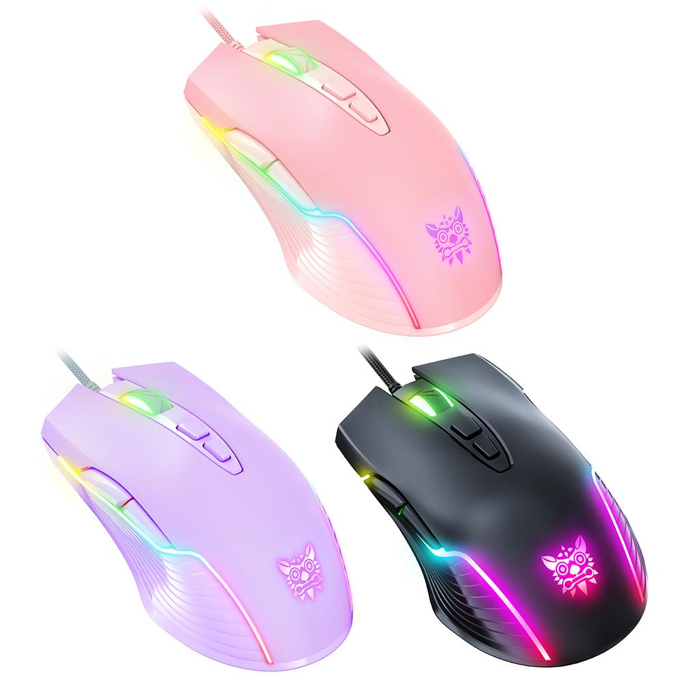 Đèn Nền RGB Chuột Chơi Game 6 Tốc Độ Điều Chỉnh 6400 DPI USB Có Dây Bé Gái Màu Hồng Chuyên Game Chuột Cho Máy Tính Laptop game Thủ